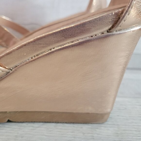 Rose Gold Glitter T-Strap Platform Heels Via Pinky Collection Size 7 - Picture 7 of 7